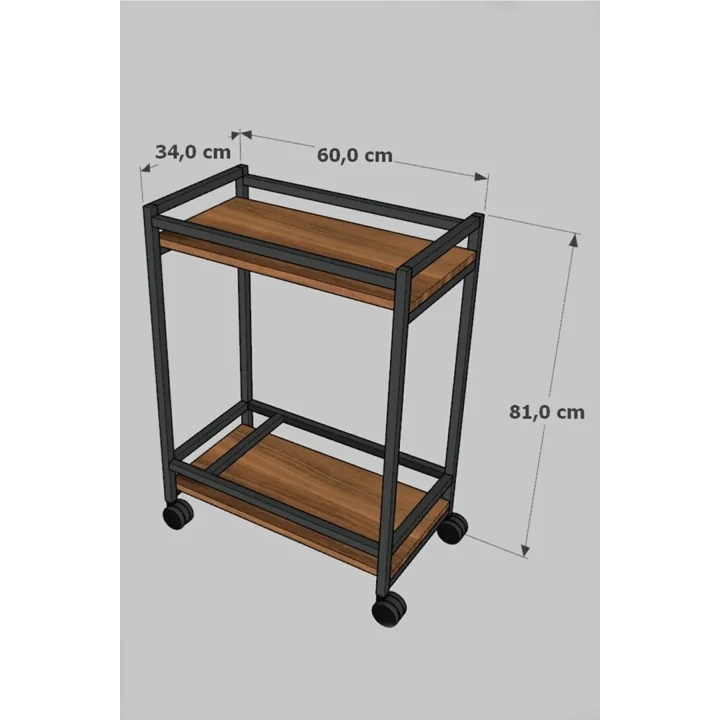 Servis Sunum Arabası Şaraplık Ev Tipi Iki Katlı Şişe Bölmeli
