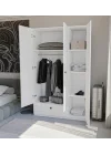 3 Kapaklı Çekmeceli Elbise Dolabı
