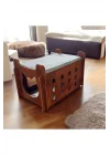 Ed Asia Kedi Evi 2 Katlı Ceviz Renk . Rahat Ve Yıkanabilir Minderi İle Beraber