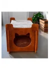 Ed Asia Kedi Evi 2 Katlı Ceviz Renk . Rahat Ve Yıkanabilir Minderi İle Beraber