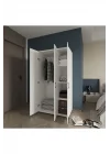 Doruk 3 Kapaklı Beyaz Elbise Dolabı Çok Amaçlı Dolap 90 cm Genişlik