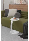 C Sehpa Koltuk Sehpası Yan Sehpa Zigon Sehpa Servis Sehpası Yuvarlak Beyaz