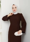 tesettür krep Jade kendinden kuşaklı kolu geniş elbise