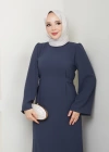 tesettür krep Jade kendinden kuşaklı kolu geniş elbise