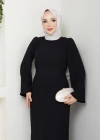 tesettür krep Jade kendinden kuşaklı kolu geniş elbise
