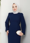 tesettür krep Jade kendinden kuşaklı kolu geniş elbise