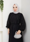 tesettür elbise baklava taş desenli