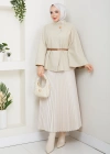 kadın kemerli broş düğmeli kaşe panço