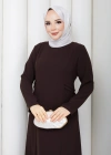 Tesettür elbise suzanna kumaş lora bel kısmı aksesuarlı