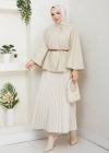 kadın kemerli broş düğmeli kaşe panço
