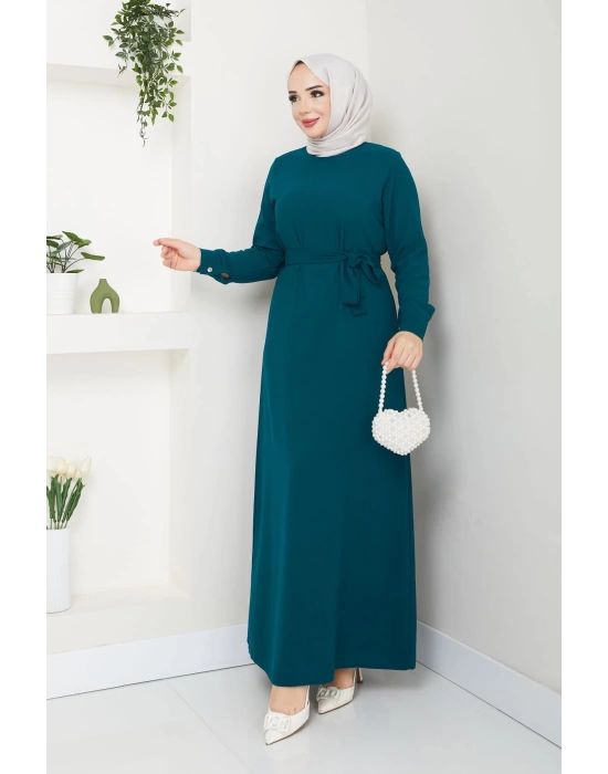 TESETTÜR KREP DÜZ KALEM ELBİSE