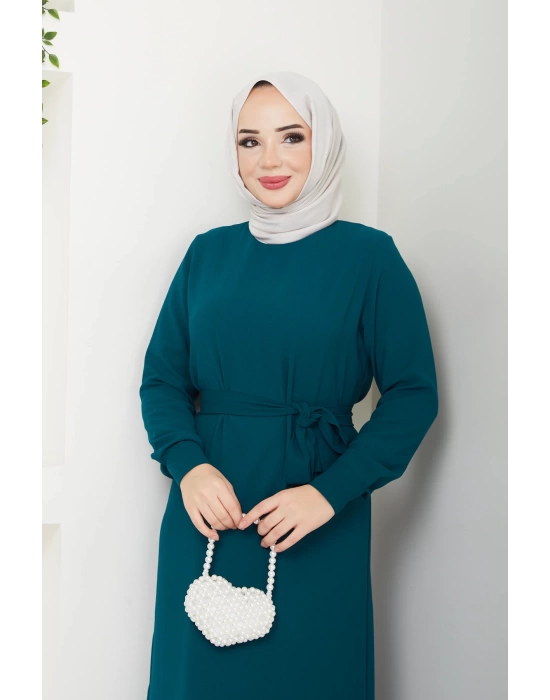 TESETTÜR KREP DÜZ KALEM ELBİSE