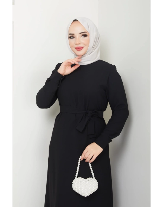 TESETTÜR KREP DÜZ KALEM ELBİSE