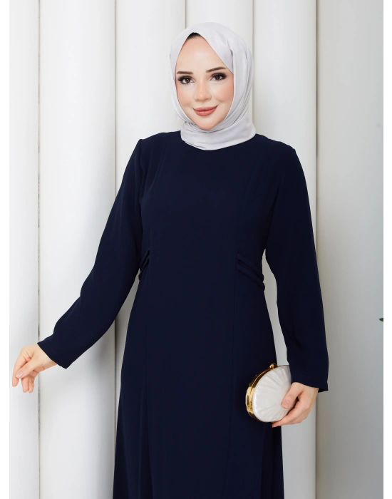 Tesettür elbise suzanna kumaş lora bel kısmı aksesuarlı