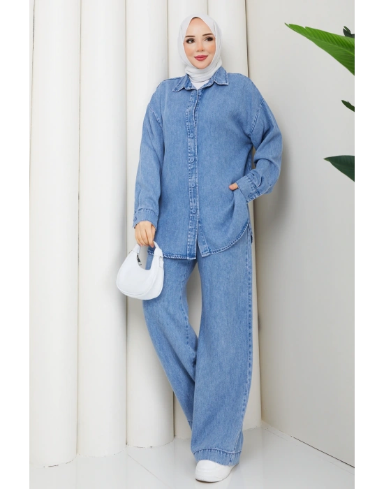 tesettür kot denım ikili takım