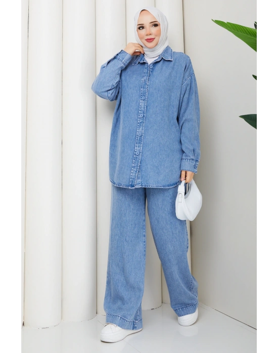 tesettür kot denım ikili takım