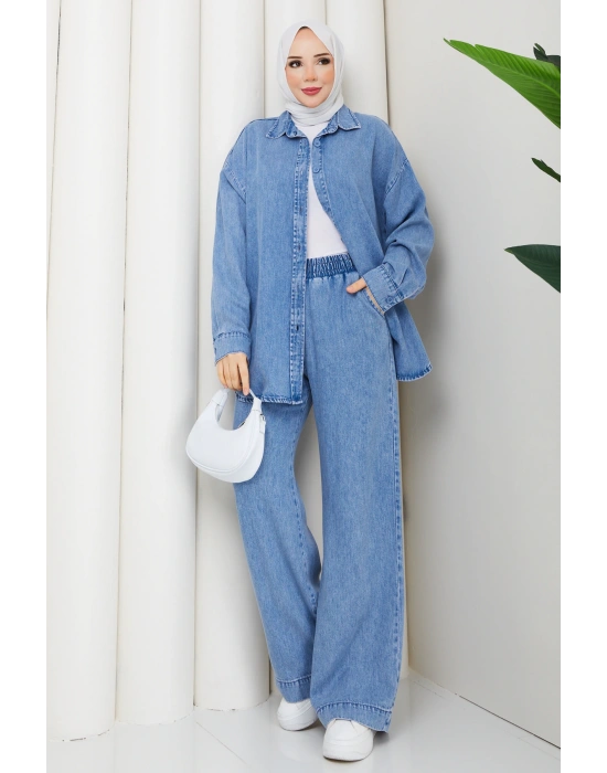 tesettür kot denım ikili takım