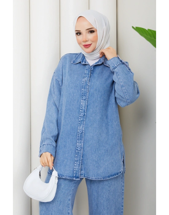 tesettür kot denım ikili takım