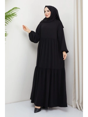 Islami Mina Tesettür Ferace Bol Kesim Elbise
