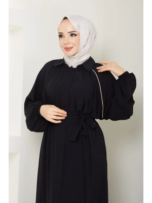 BOL KESİM İSLAMİ FERACE REGLAN KOL BEJ RENK BİYELİ MEDİNE İPEĞİ