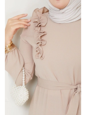 Bol Kesim Tesettür Elbise Krep Kumaş