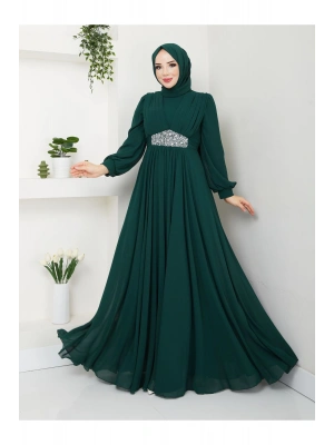 TESETTÜR PİLİSELİ ABİYE ELBİSE VE ŞAL TAKIM