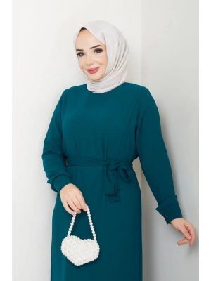 TESETTÜR KREP DÜZ KALEM ELBİSE