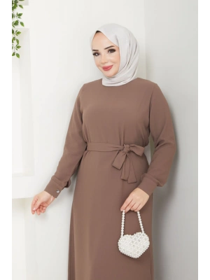 TESETTÜR KREP DÜZ KALEM ELBİSE