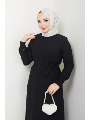 TESETTÜR KREP DÜZ KALEM ELBİSE