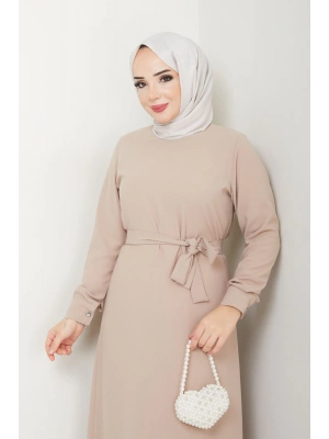 TESETTÜR KREP DÜZ KALEM ELBİSE