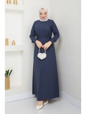 TESETTÜR KREP DÜZ KALEM ELBİSE