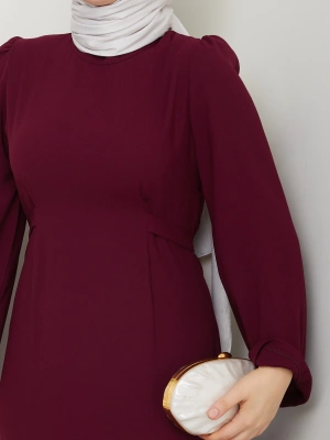tesettür elbise krep Jade kendinden kuşaklı kolu geniş