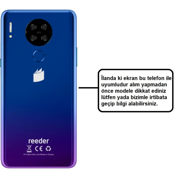 Reeder P13 Blue Max Lite Lcd Ekran + Dokunmatik Full.