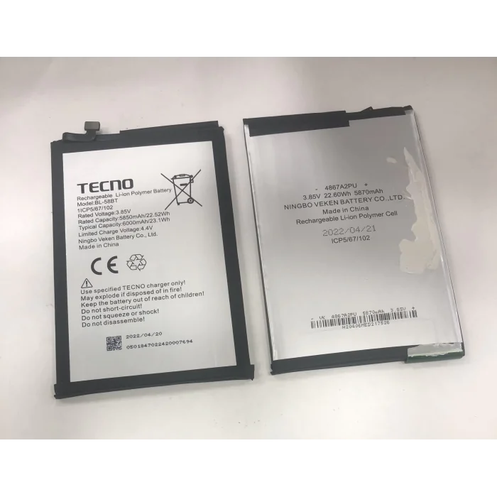 Tecno Pova (LD7) Batarya 6000 mAh Orjinal Çıkma