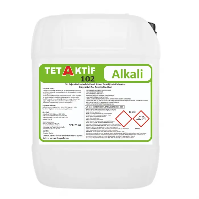 1 PALET (26 ADET) TETAKTİF ALKALİ 102 - 25 KG SÜT SAĞIM MAKİNASI DETERJANI