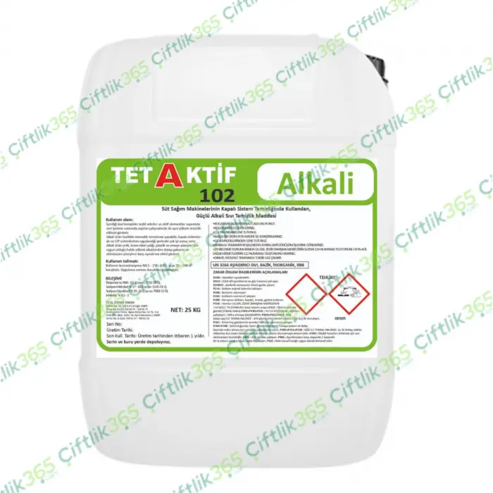1 PALET (26 ADET) TETAKTİF ALKALİ 102 - 25 KG SÜT SAĞIM MAKİNASI DETERJANI