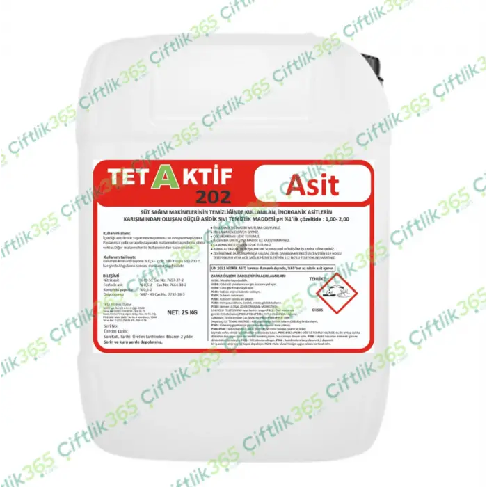 1 PALET (26 ADET) TETAKTİF ASİT 202 - 25 KG SÜT SAĞIM MAKİNASI DETERJANI