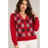 DESEN TRİKO CEKET 24040 - KIRMIZI