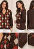 DESEN TRİKO CEKET 24040 - KAHVE