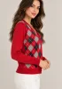 DESEN TRİKO CEKET 24040 - KIRMIZI