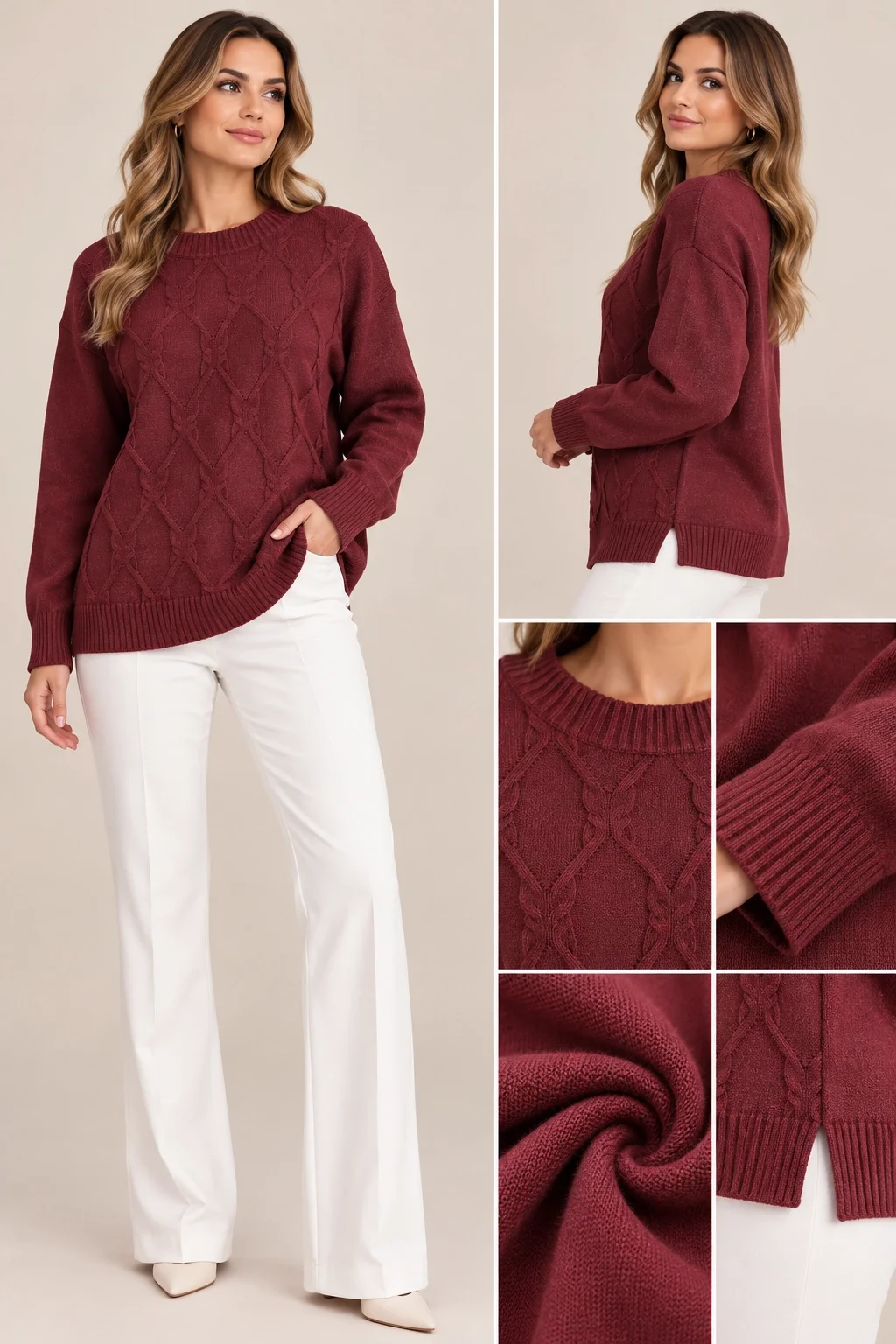 DESEN KAZAK 26212 - BORDO