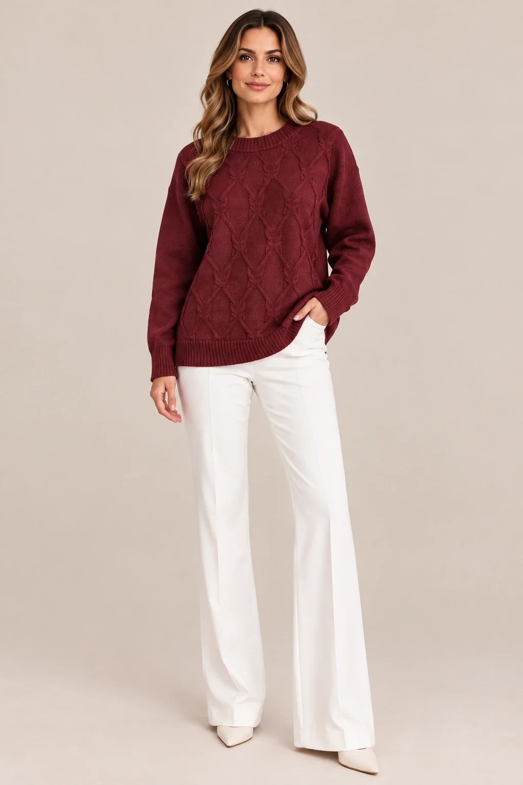 DESEN KAZAK 26212 - BORDO