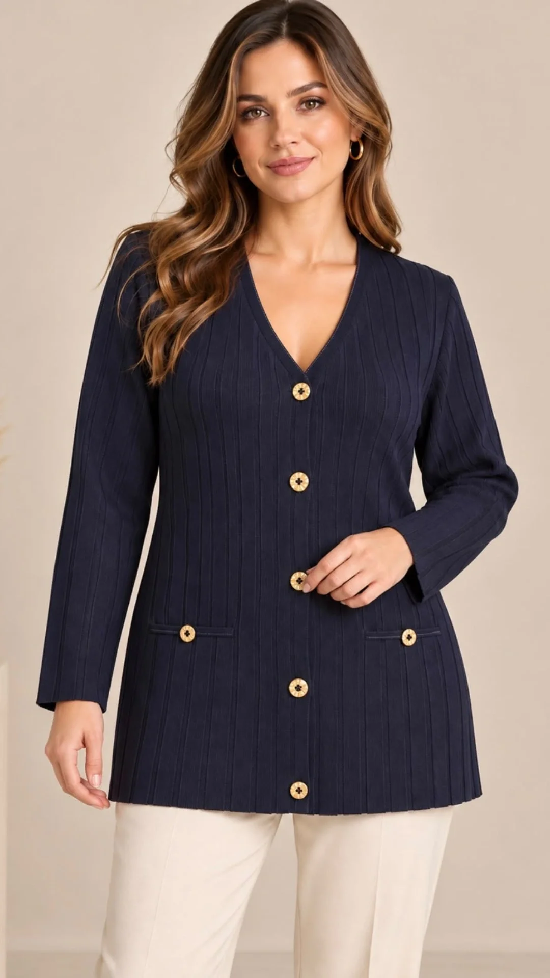 DESEN TRIKO CEKET 26369 - LACİVERT