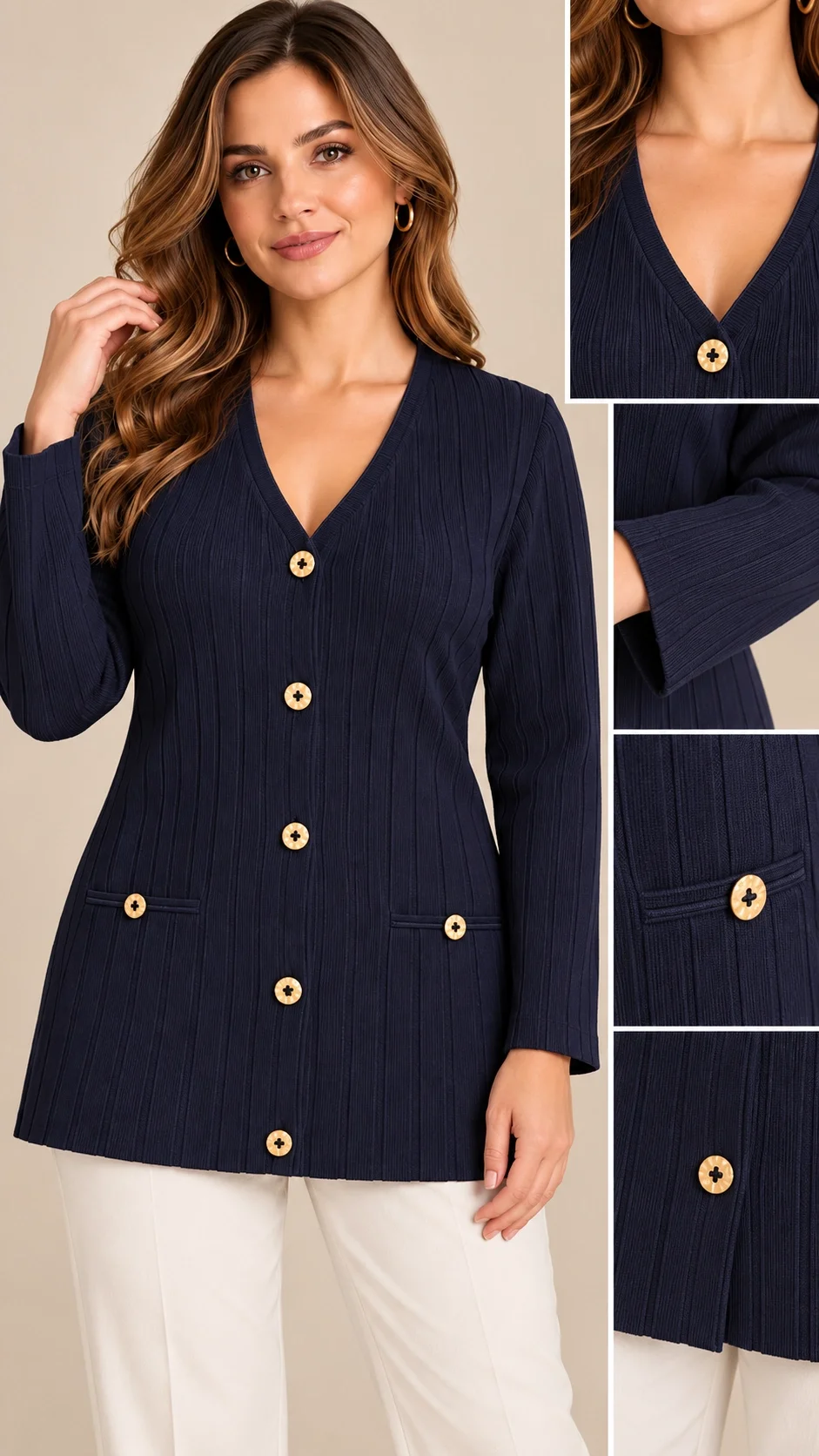 DESEN TRIKO CEKET 26369 - LACİVERT