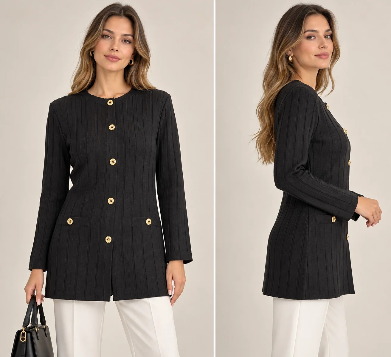 DESEN TRIKO CEKET 26369 - SİYAH