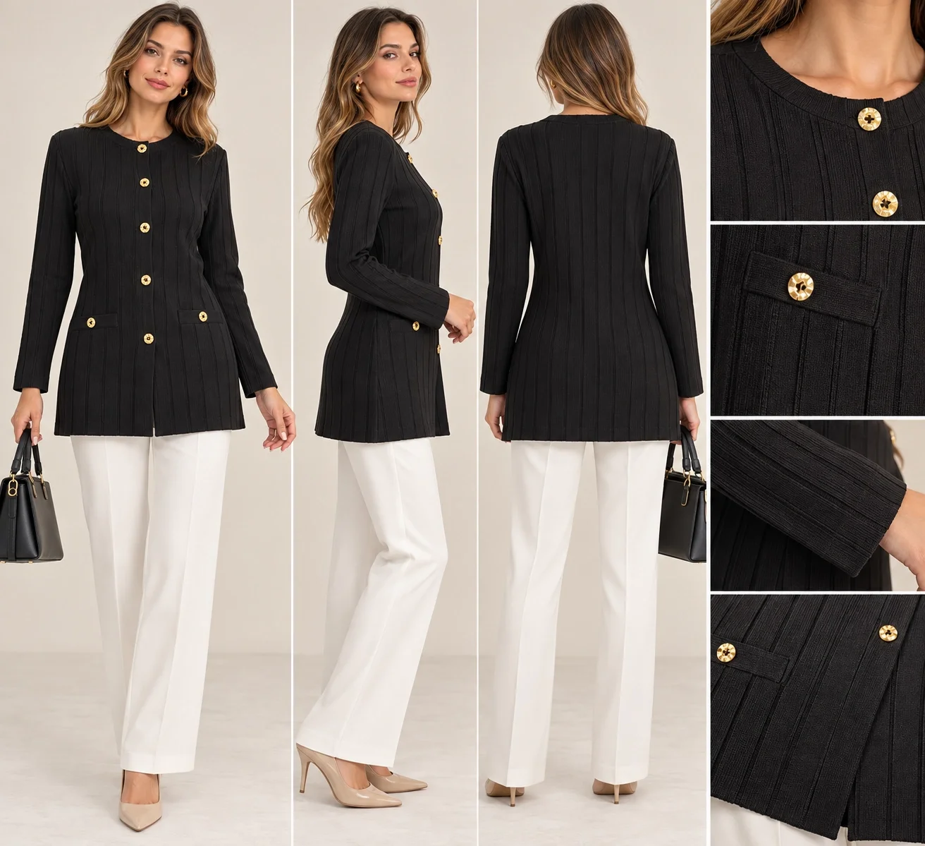DESEN TRIKO CEKET 26369 - SİYAH