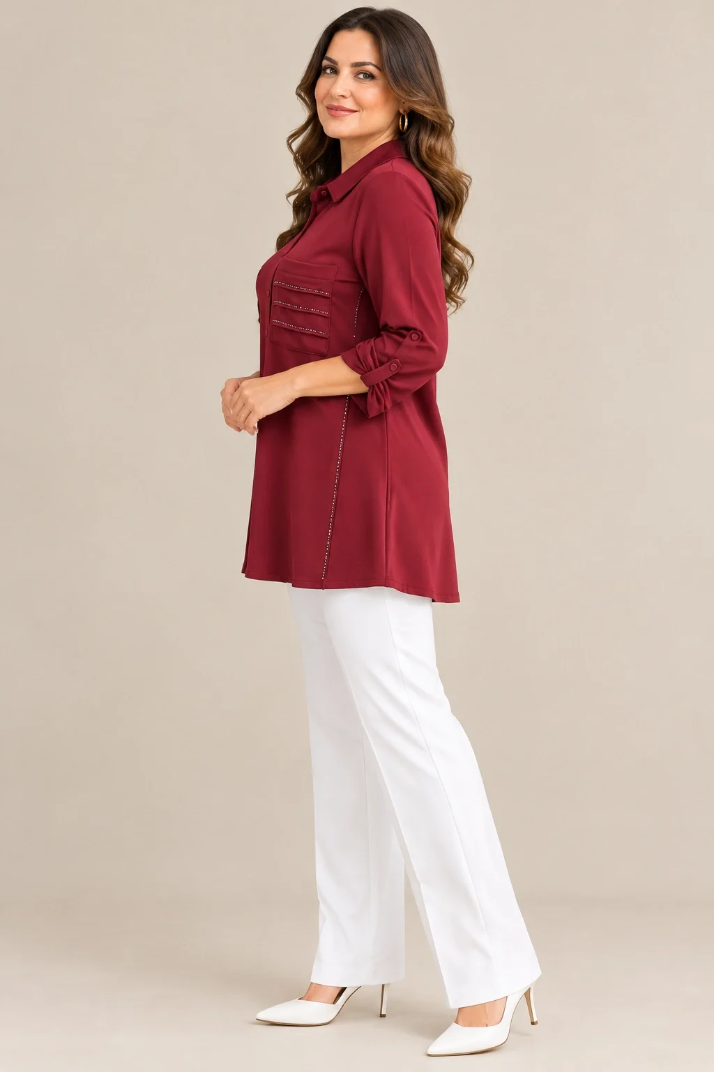 FLAŞ BLUZ 6116 - BORDO