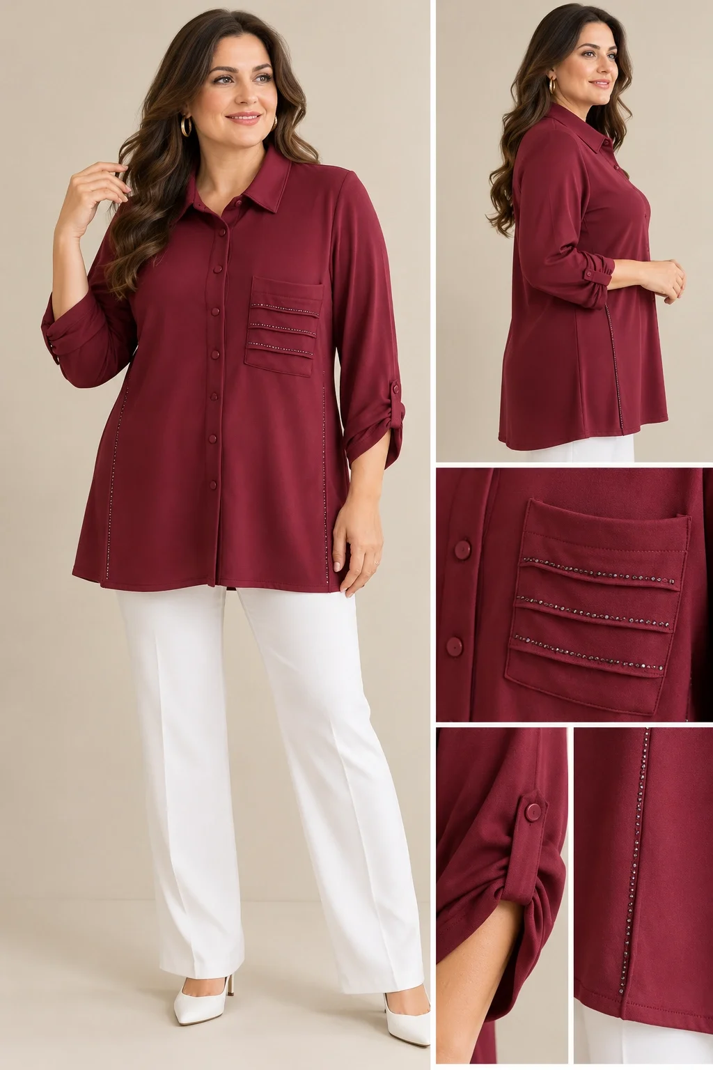 FLAŞ BLUZ 6116 - BORDO