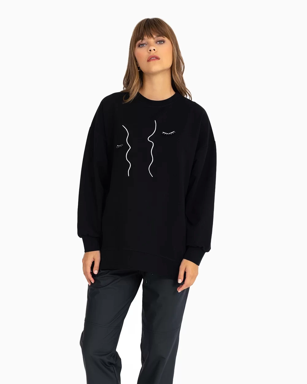 SEÇİL BASKILI SWEAT 1006 - SİYAH