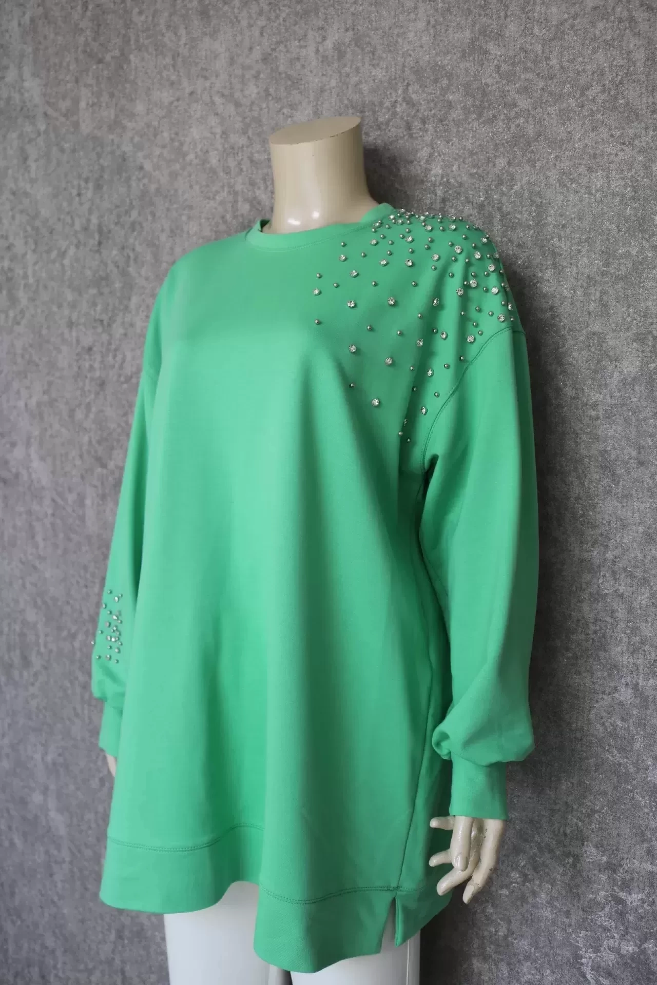 312 ÖRME TAŞLI TUNİK 8004 - YEŞİL